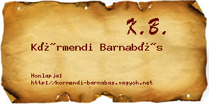 Körmendi Barnabás névjegykártya