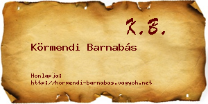 Körmendi Barnabás névjegykártya