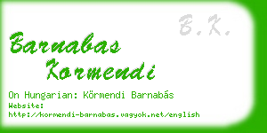 barnabas kormendi business card