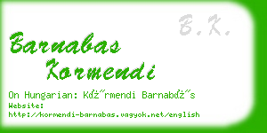 barnabas kormendi business card